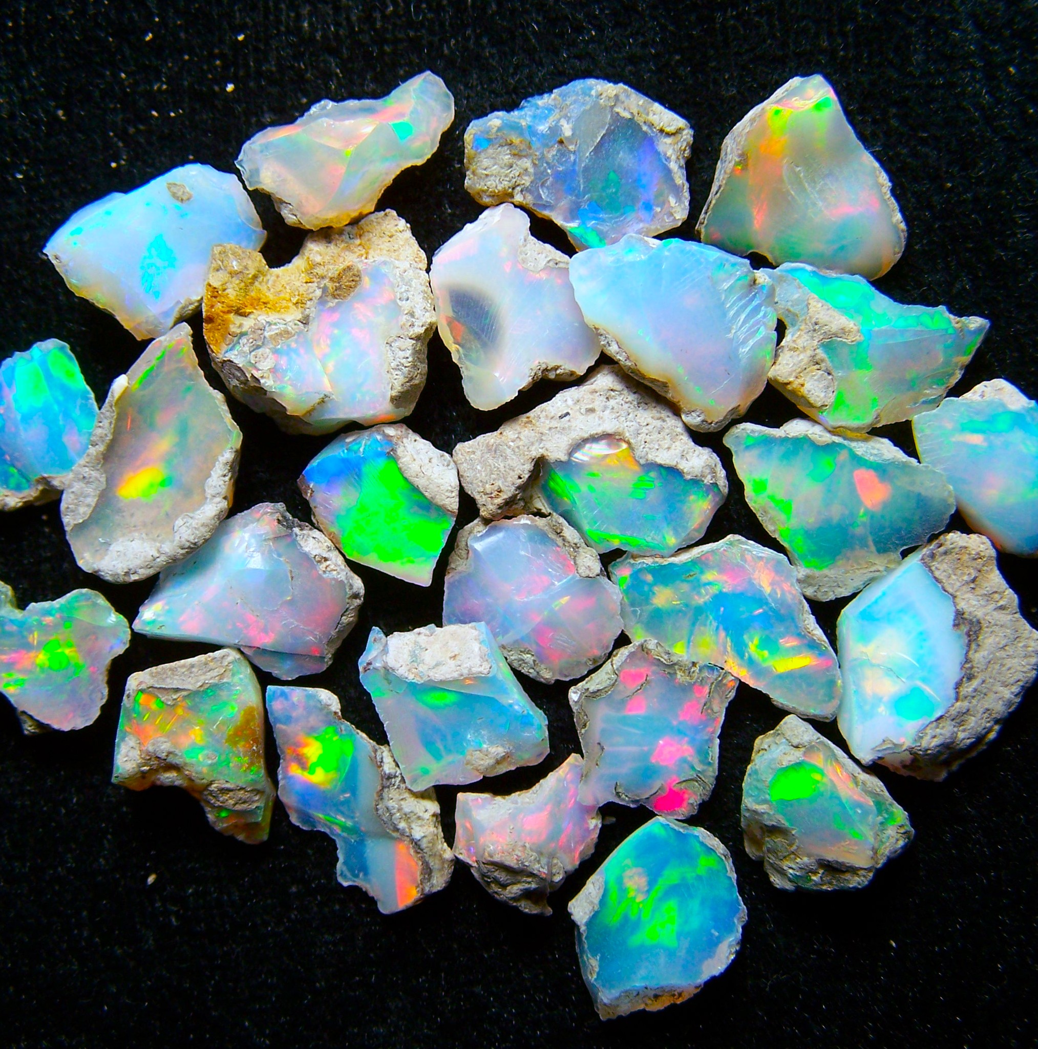 Colorful Ethiopian Opal Welo Rough LOT 27P 74.34 CTs AAA FIRE Mixed Grade — photo 1 of 13